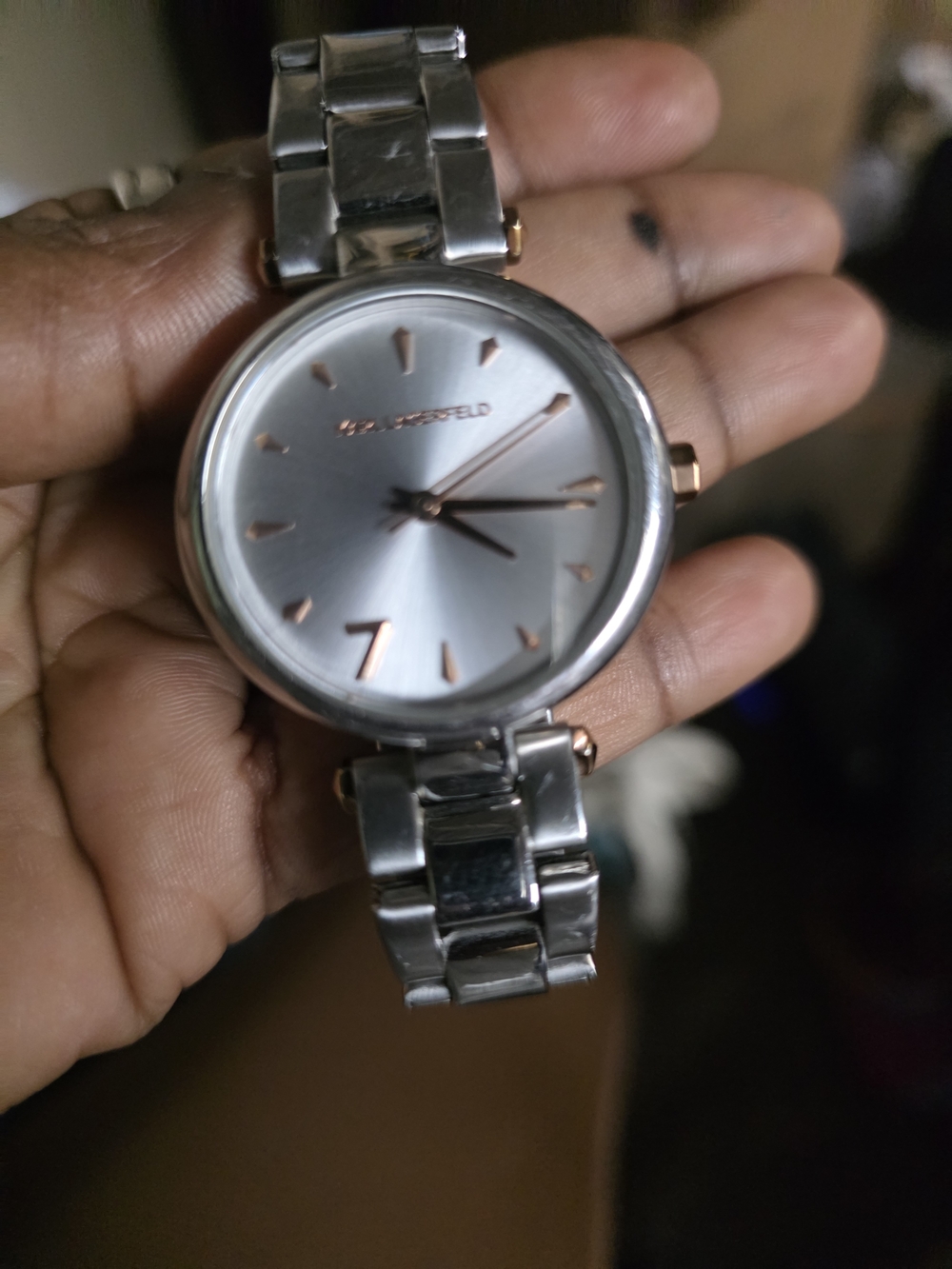 Karl Lagerfeld Silver and Rose Gold-Tone Women's Bracelet Watch - Picture 3 of 3